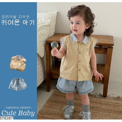 ST8387 SET SƠ MI CỔ CARO MIX QUẦN SHORT