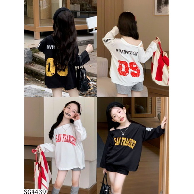 SG4439 SET ÁO THUN DÀI TAY CHỮ MIX QUẦN SHORT BG