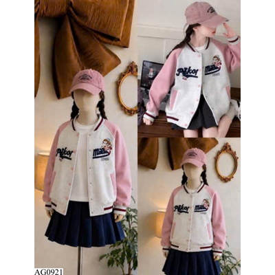 AG0921 ÁO KHOÁC BOMBER HỒNG BÉ GÁI