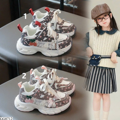 GG0712 GIÀY THỂ THAO PHỐI NƠ REN BÉ GÁI